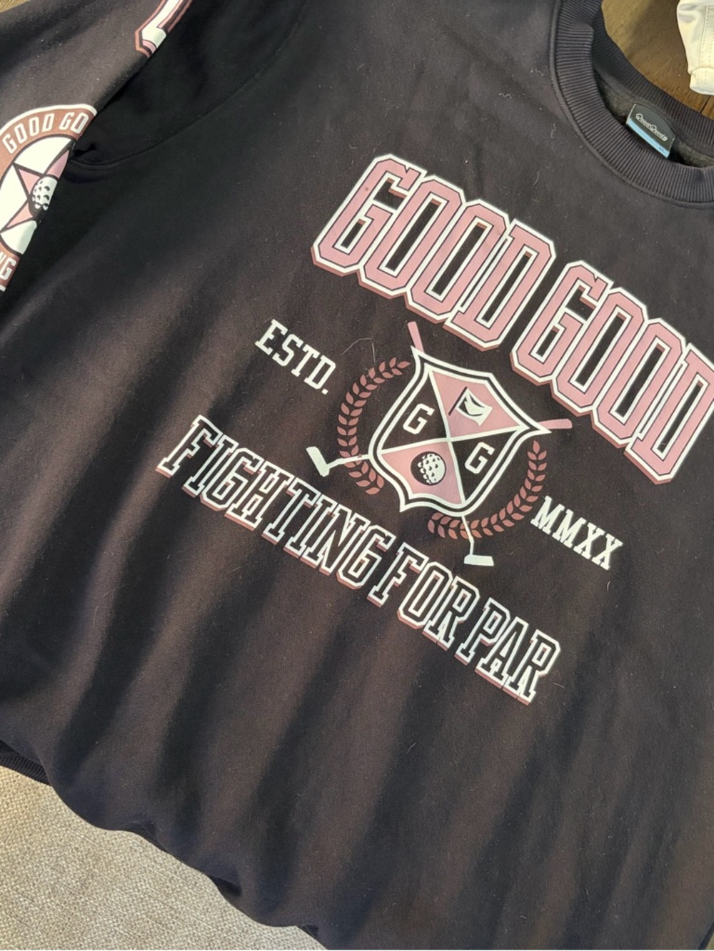 Good Good Black Crewneck Sweater - Fighting For Par Graphic